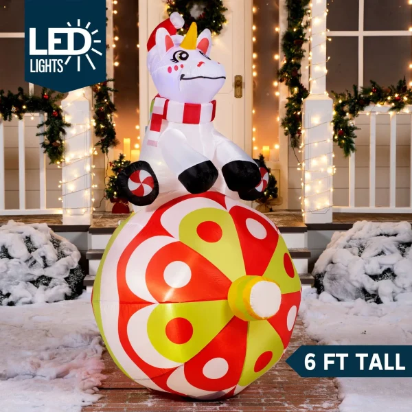 Joiedomi 6ft Christmas Unicorn With Ornaments LED Inflatable Yard Decor 4 Joiedomi 6ft Christmas Unicorn With Ornaments LED Inflatable Yard Decor - Image 2