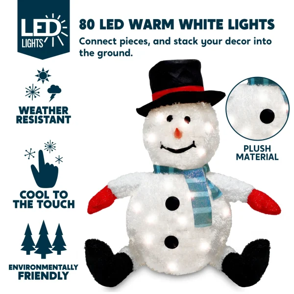 Joiedomi Collapsible LED Light Up Snowman Decoration 30in 4 Joiedomi Collapsible LED Light Up Snowman Decoration 30in - Image 2