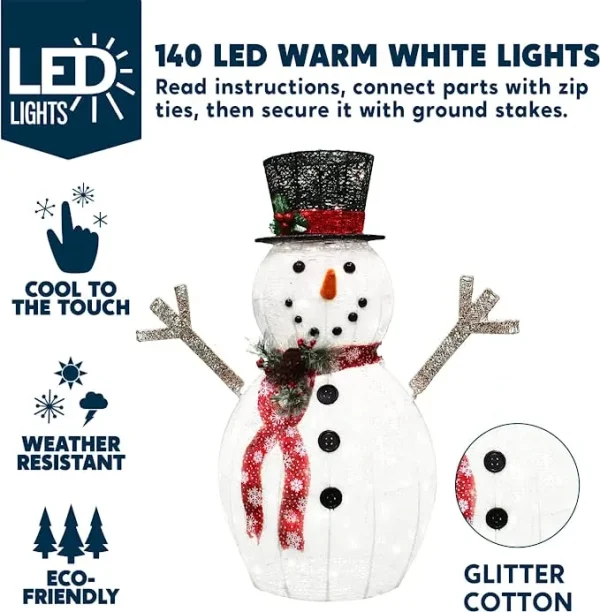 Joiedomi 3ft Cotton Snowman LED Yard Light 4 Joiedomi 3ft Cotton Snowman LED Yard Light - Image 2