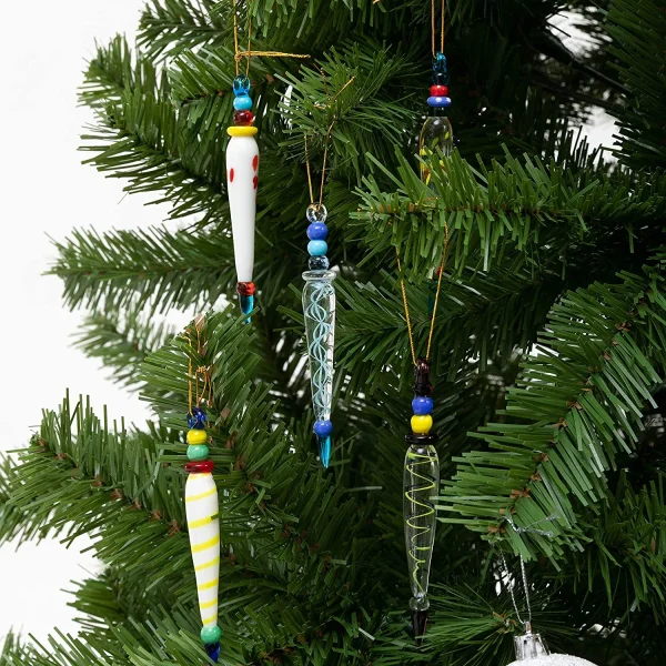 Joyin 12pcs Christmas Tree Colorful Glass Icicle Ornaments 5 Joyin 12pcs Christmas Tree Colorful Glass Icicle Ornaments - Image 3