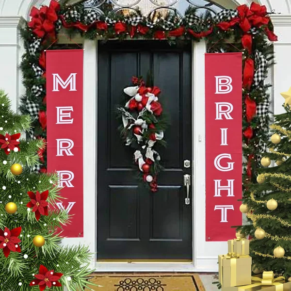 Joyin Merry And Bright Christmas Door Banners 4 Joyin Merry And Bright Christmas Door Banners - Image 2