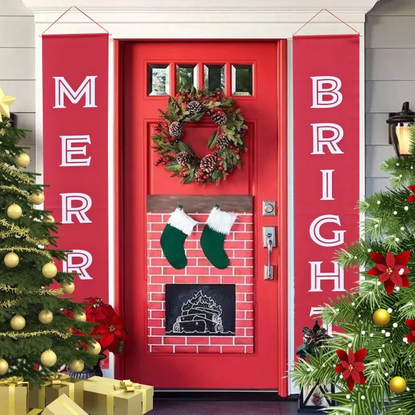 Joyin Merry And Bright Christmas Door Banners 5 Joyin Merry And Bright Christmas Door Banners - Image 3