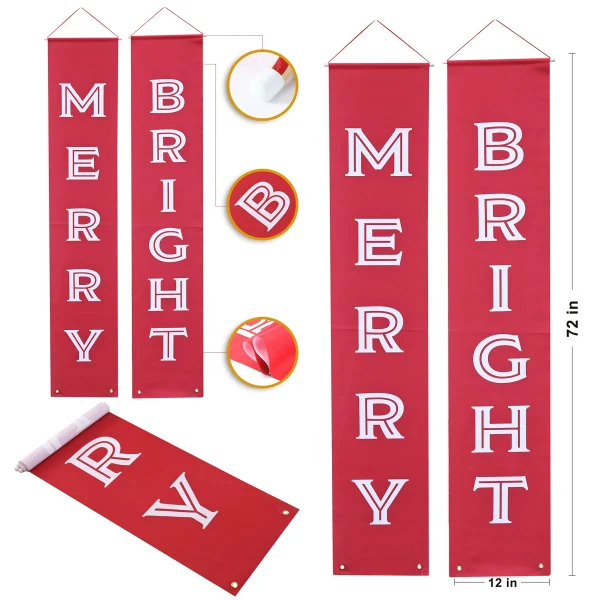 Joyin Merry And Bright Christmas Door Banners 6 Joyin Merry And Bright Christmas Door Banners - Image 4