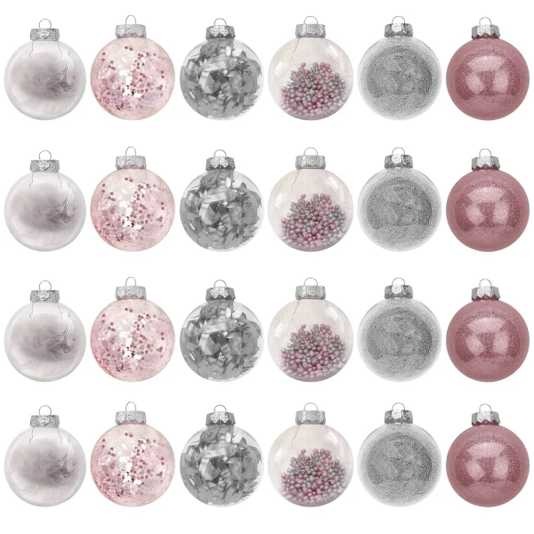 Joiedomi Plastic Clear Ball Ornaments With Filling - Pink 3 Joiedomi Plastic Clear Ball Ornaments With Filling - Pink