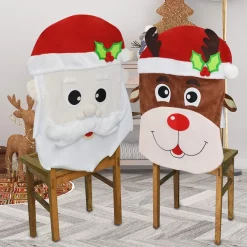 Joyin Santa & Dear Decorative Dining Room Chair Covers -Christmas Ornaments Sales Store Santa And Reindeer Dining Chair Slip Covers 3 result 600x600 1