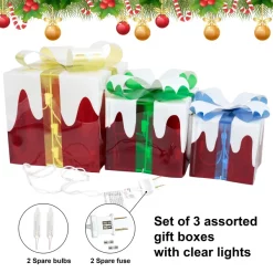 Joiedomi 3pcs Light Up Gift Box Christmas Decoration -Christmas Ornaments Sales Store Set of 3 Snow Christmas Lighted Gift Boxes 5 result 600x600 1