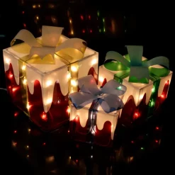 Joiedomi 3pcs Light Up Gift Box Christmas Decoration -Christmas Ornaments Sales Store Set of 3 Snow Christmas Lighted Gift Boxes 6 result 600x600 1