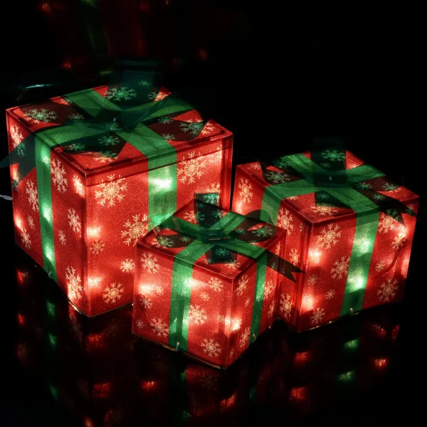 Joiedomi 3pcs Snowflakes Light Up Christmas Gift Boxes 6 Joiedomi 3pcs Snowflakes Light Up Christmas Gift Boxes - Image 4