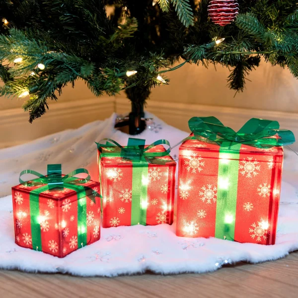 Joiedomi 3pcs Snowflakes Light Up Christmas Gift Boxes 8 Joiedomi 3pcs Snowflakes Light Up Christmas Gift Boxes - Image 6