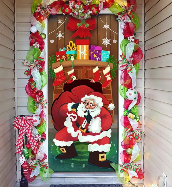 Joyin Santa With Gifts Christmas Door Cover 72in X 30in 4 Joyin Santa With Gifts Christmas Door Cover 72in X 30in - Image 2