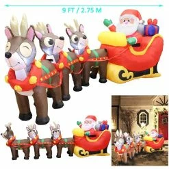 Joiedomi 9.5ft LED Christmas Inflatable Santa With Reindeer -Christmas Ornaments Sales Store Sleigh 1 03c8b63c bf1d 492e af79 e08dba2908a4 600x600 1