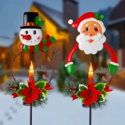 Joiedomi 2pcs Snowman And Santa LED Christmas Solar Stake Lights -Christmas Ornaments Sales Store Snowman Santa Yard Stake Light 4 result 600x600 1
