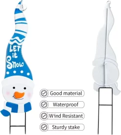 Joyin 2pcs Snowman And Gnome Metal Christmas Yard Signs With Stake -Christmas Ornaments Sales Store Snowman and Gnome Yard Sign 5 result 600x667 1