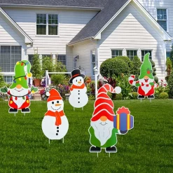 Joyin 5pcs Snowman And Gnomes Christmas Yard Signs Decor -Christmas Ornaments Sales Store Snowman and Gnome Yard Signs 5 Pack 3 result 600x600 1
