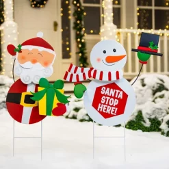 Joyin 2pcs Snowman And Santa With Circle Belly Metal Yard Signs -Christmas Ornaments Sales Store Snowman and Santa Garden Signs 4 result 600x600 1