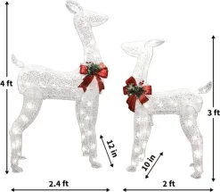 Joiedomi 130 LED Warm White Reindeer Yard Decorations -Christmas Ornaments Sales Store Tinsel Doe and Fawn LED Yard Lights 2 600x522 1
