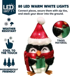 Joiedomi 80 LED Tinsel Penguin Christmas Yard Lights 21in -Christmas Ornaments Sales Store Tinsel Penguin LED Yard Light 21in 7 1 600x649 1